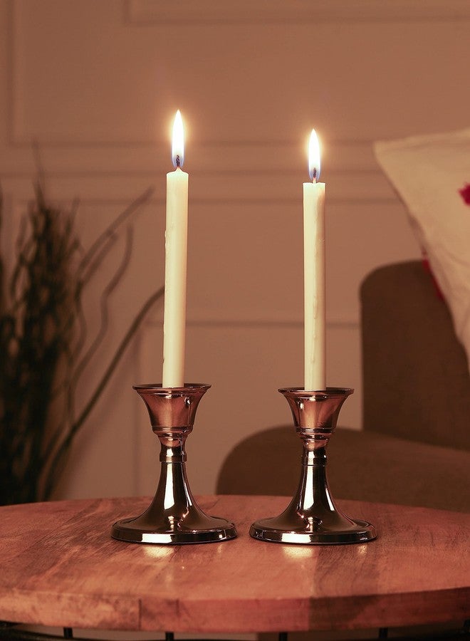 Heyearth Silver Metal Candle Holders Set of 2,Candlestick Holder for Taper Candles.Decorative Candlestick Holder for Home Décor.Taper Candle Holder - 3.5 Inches - Image 2